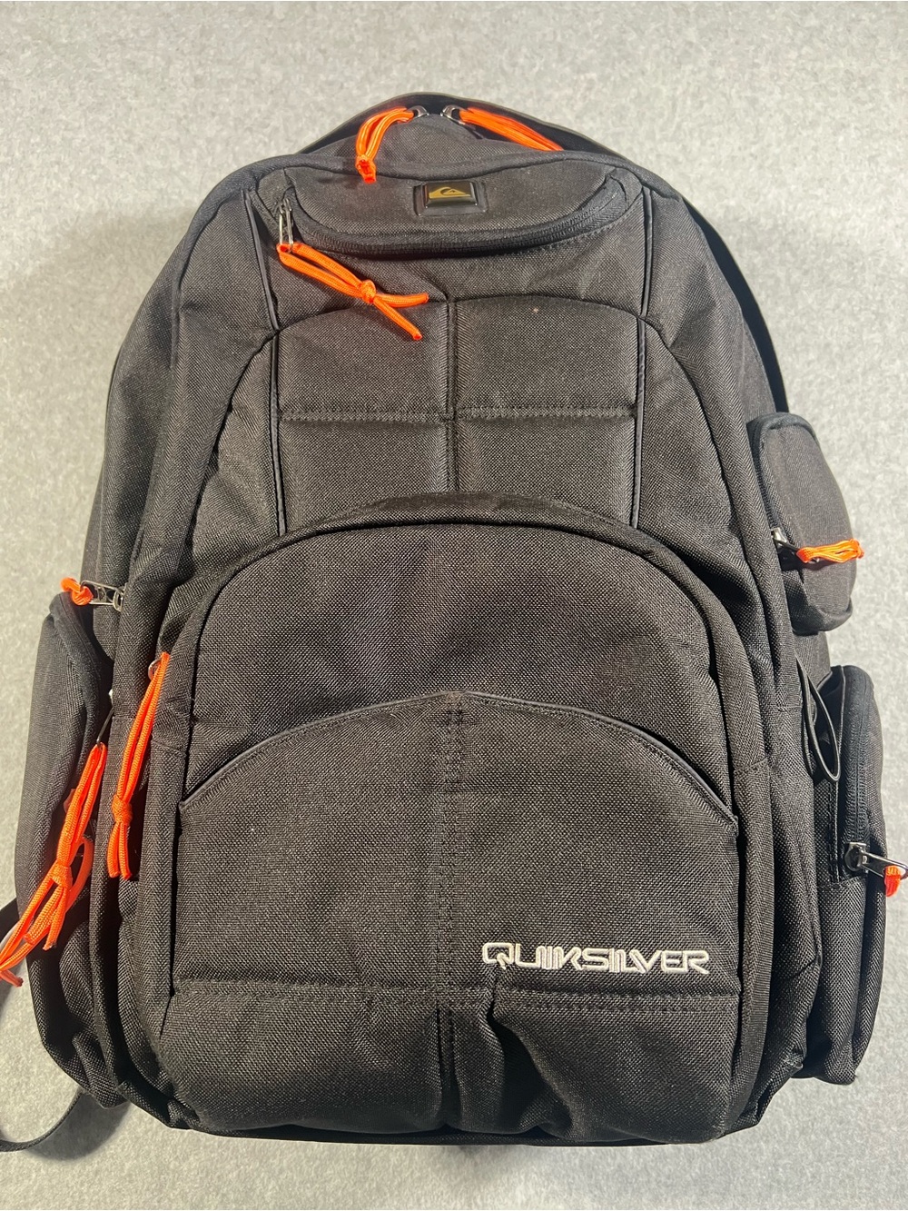 Quiksilver Large Black Backpack with Orange Accents